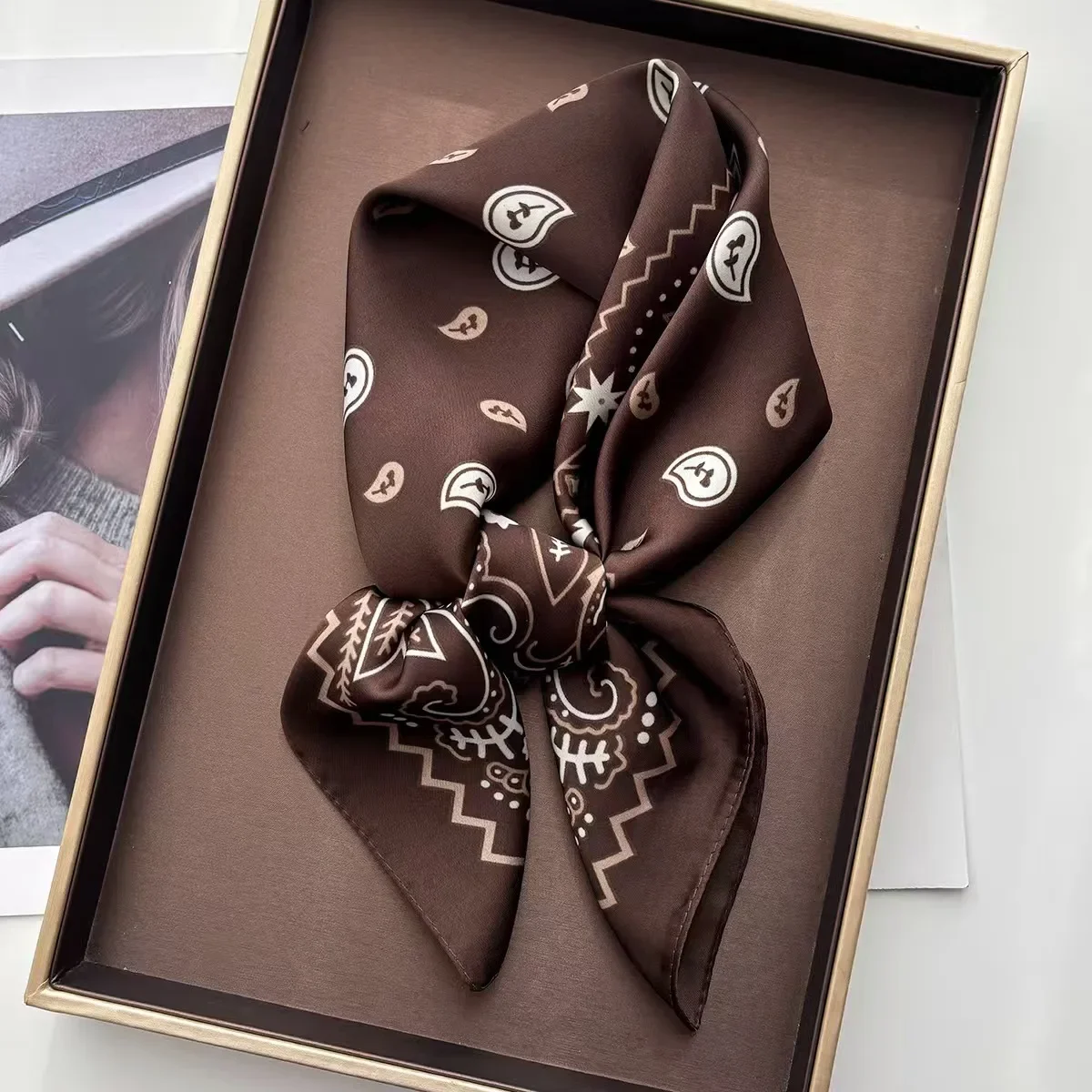 1pcs Paisley Printed Square Sc - огляд і ціна Silk Scarf Square
