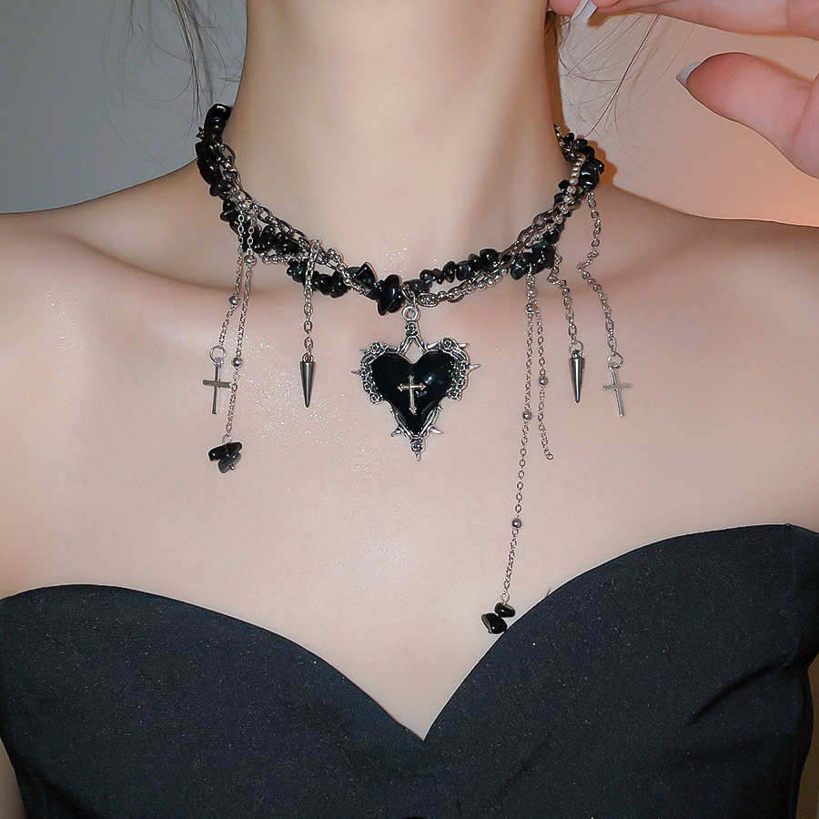 Goth Vintage Y2K Dark Red Hear - огляд і ціна Women'S Emo Accessories